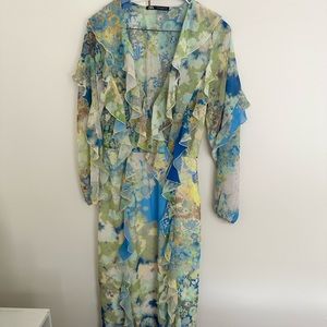 Worn once, dry cleaned, Zara multi color dress